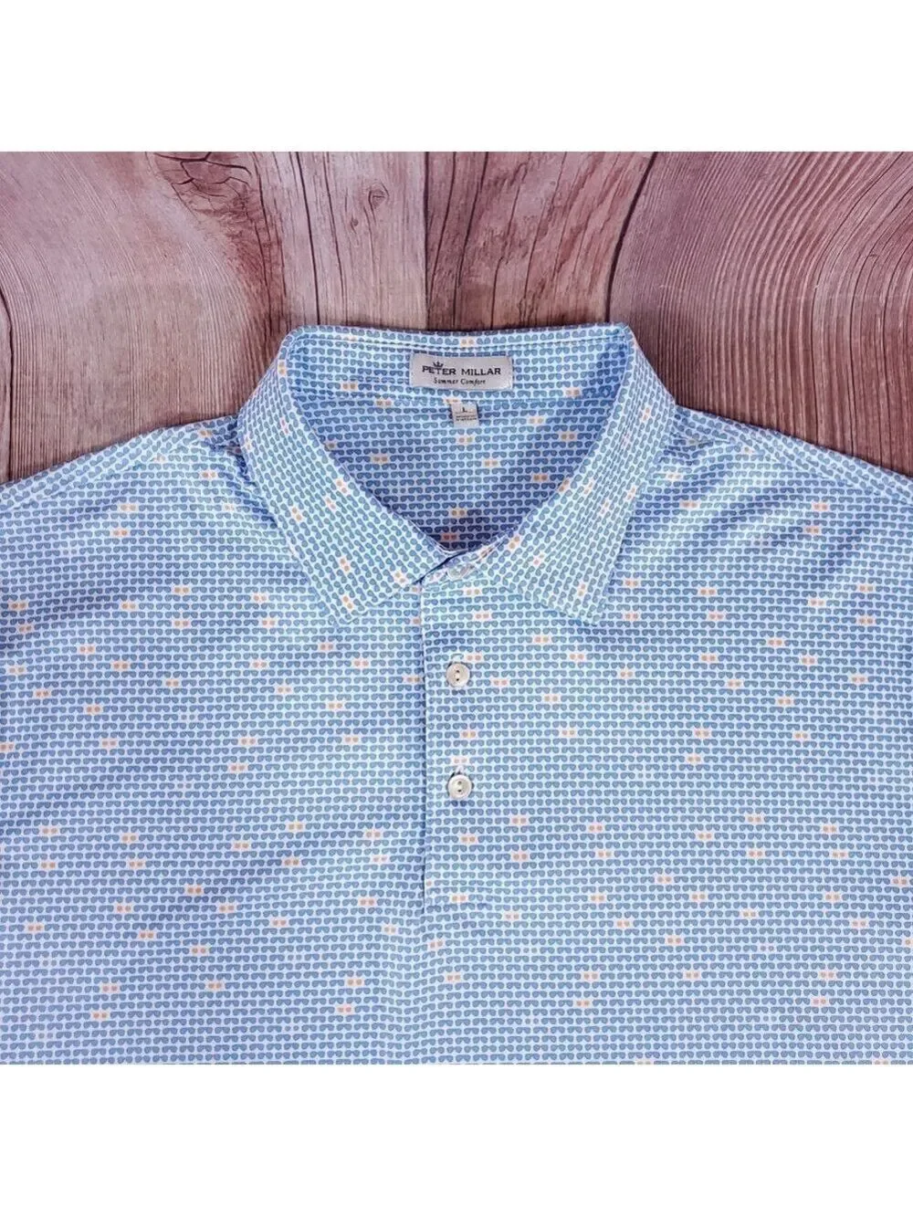 Peter Millar Summer Comfort Mens Large Golf Polo Shirt Shades Sunglasses Blue